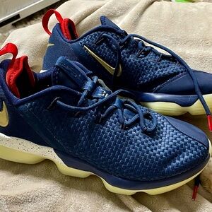 Nike LeBron XIV 14 Low USA Shoes Size 9 US Navy Basketball - Preowned